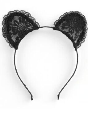 Mudd Black Lace Cat Ear Headband Halloween Costume NWT